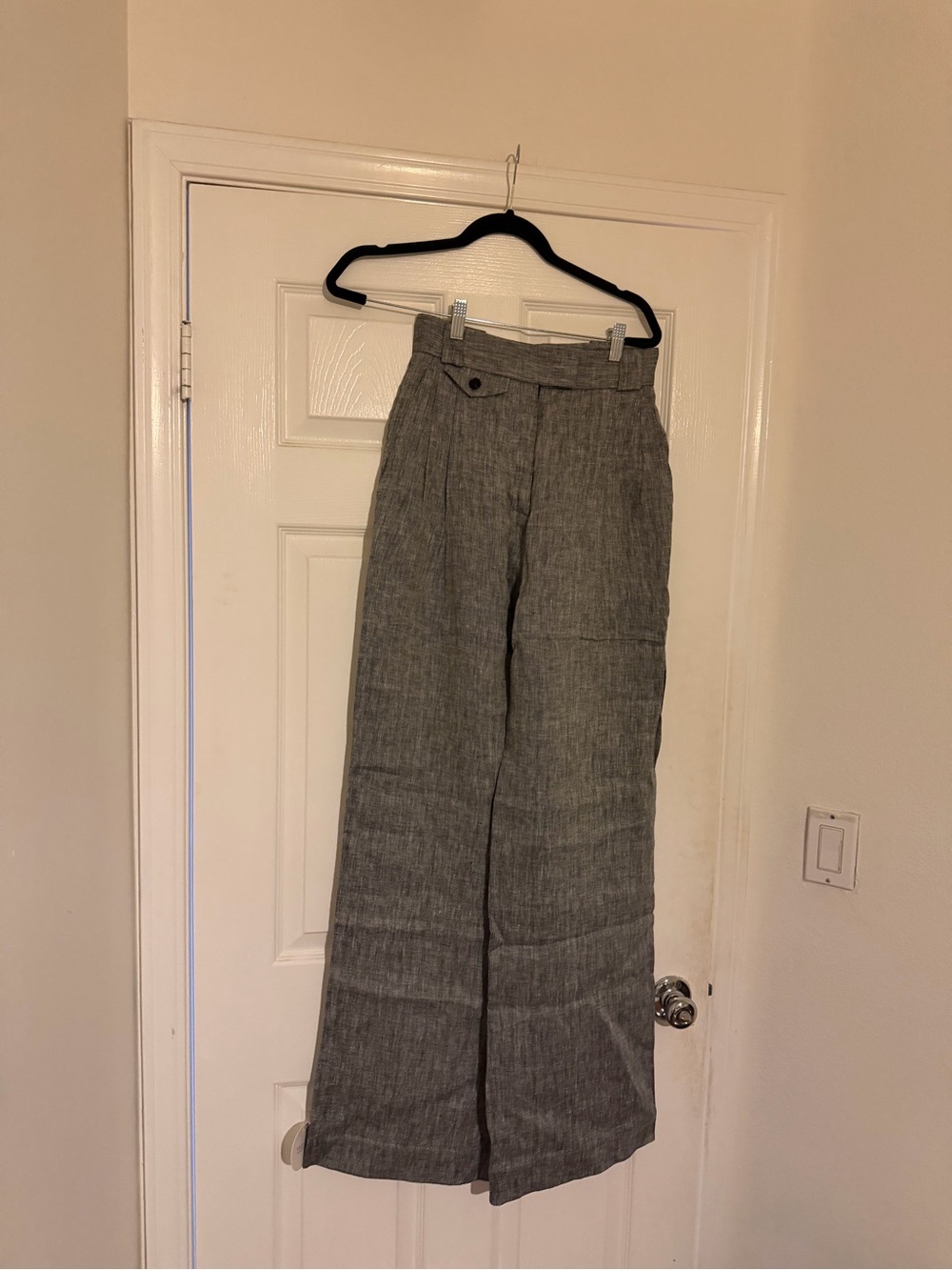 Shona Joy Gray Wide-Leg High-Rise Trousers